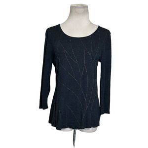 Coldwater Creek gray embellished 3/4 sleeves casual top size Small